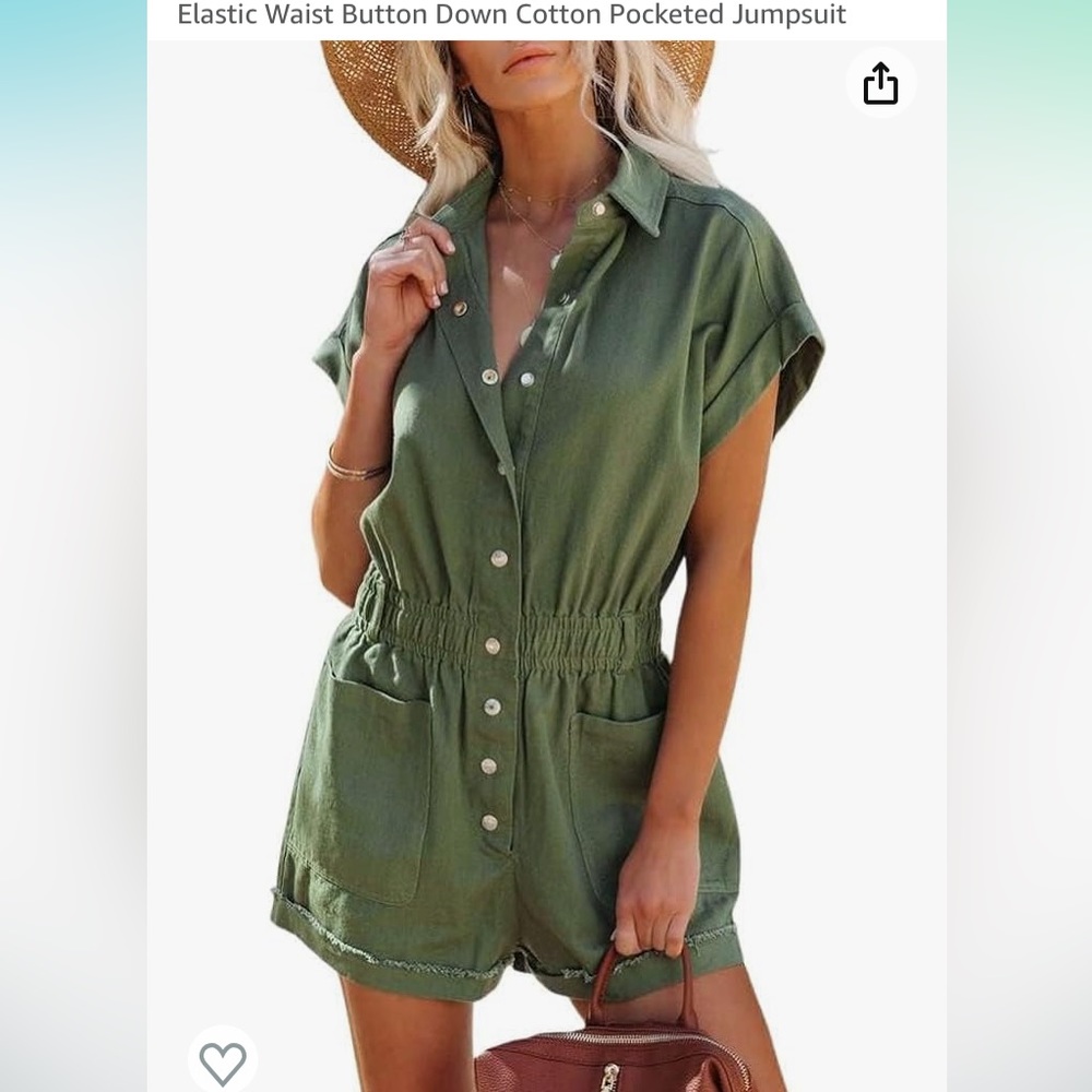 Cowoka Women's Short Cuffed Sleeve Utility Rompers